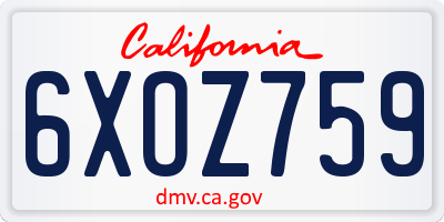 CA license plate 6XOZ759