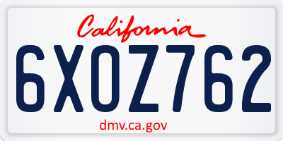 CA license plate 6XOZ762