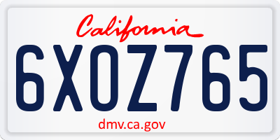 CA license plate 6XOZ765