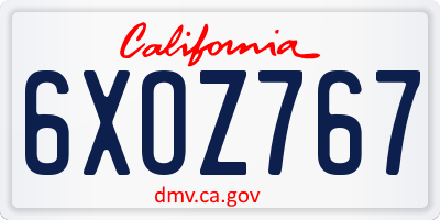CA license plate 6XOZ767