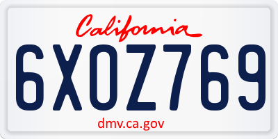 CA license plate 6XOZ769