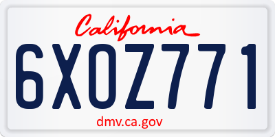 CA license plate 6XOZ771