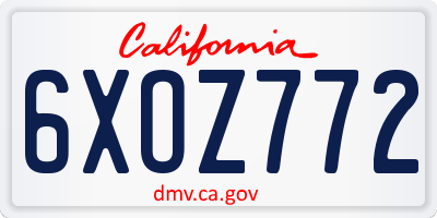 CA license plate 6XOZ772