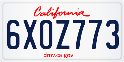 CA license plate 6XOZ773