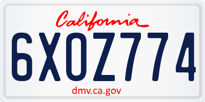 CA license plate 6XOZ774