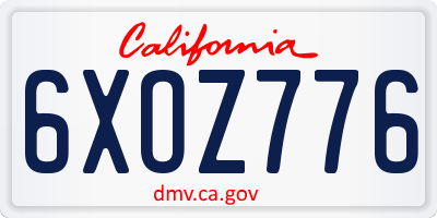 CA license plate 6XOZ776