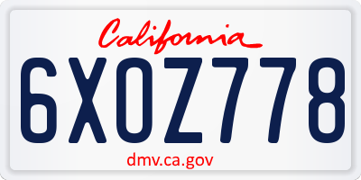CA license plate 6XOZ778