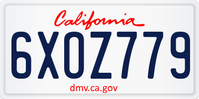 CA license plate 6XOZ779