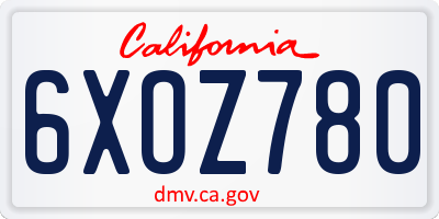 CA license plate 6XOZ780