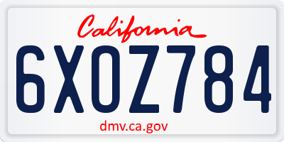CA license plate 6XOZ784