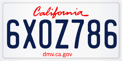 CA license plate 6XOZ786
