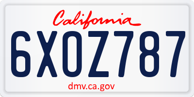 CA license plate 6XOZ787