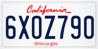 CA license plate 6XOZ790