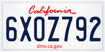 CA license plate 6XOZ792