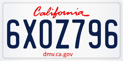 CA license plate 6XOZ796