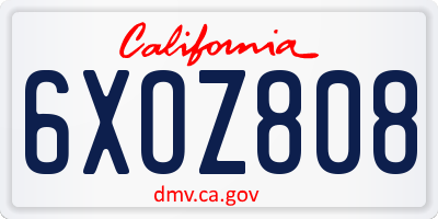 CA license plate 6XOZ808