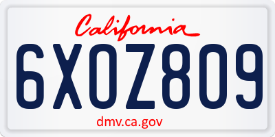 CA license plate 6XOZ809