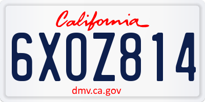 CA license plate 6XOZ814