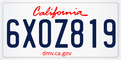 CA license plate 6XOZ819