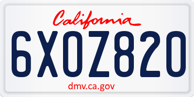 CA license plate 6XOZ820