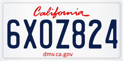 CA license plate 6XOZ824