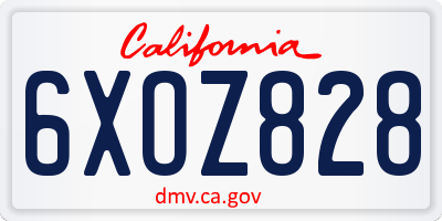 CA license plate 6XOZ828