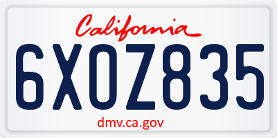 CA license plate 6XOZ835