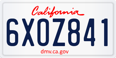 CA license plate 6XOZ841