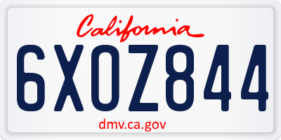 CA license plate 6XOZ844