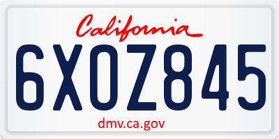 CA license plate 6XOZ845