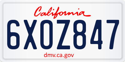 CA license plate 6XOZ847