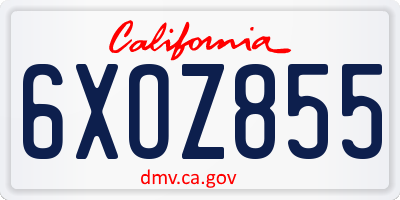 CA license plate 6XOZ855