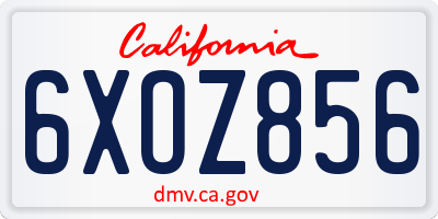 CA license plate 6XOZ856
