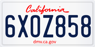 CA license plate 6XOZ858