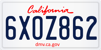 CA license plate 6XOZ862