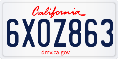 CA license plate 6XOZ863