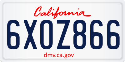 CA license plate 6XOZ866