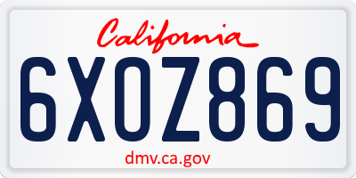 CA license plate 6XOZ869