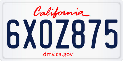 CA license plate 6XOZ875
