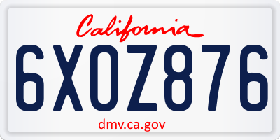 CA license plate 6XOZ876