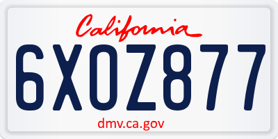 CA license plate 6XOZ877