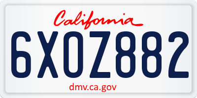 CA license plate 6XOZ882