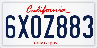 CA license plate 6XOZ883