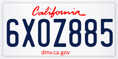 CA license plate 6XOZ885