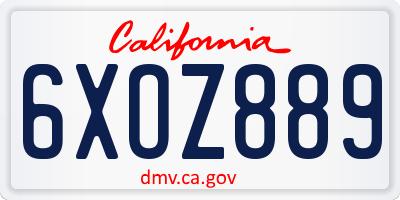 CA license plate 6XOZ889