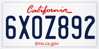 CA license plate 6XOZ892