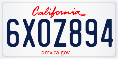 CA license plate 6XOZ894