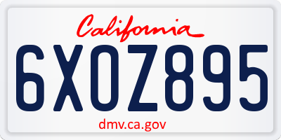 CA license plate 6XOZ895
