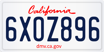 CA license plate 6XOZ896