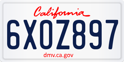 CA license plate 6XOZ897